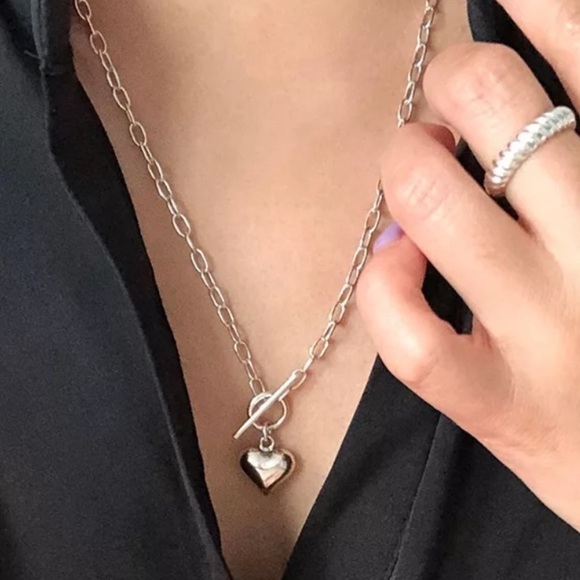 💎new 925 Sterling Silver Heart Link Toggle Chain Necklace 🎉❗️❗️Restocked❗️❗️🎉 - Picture 1 of 12